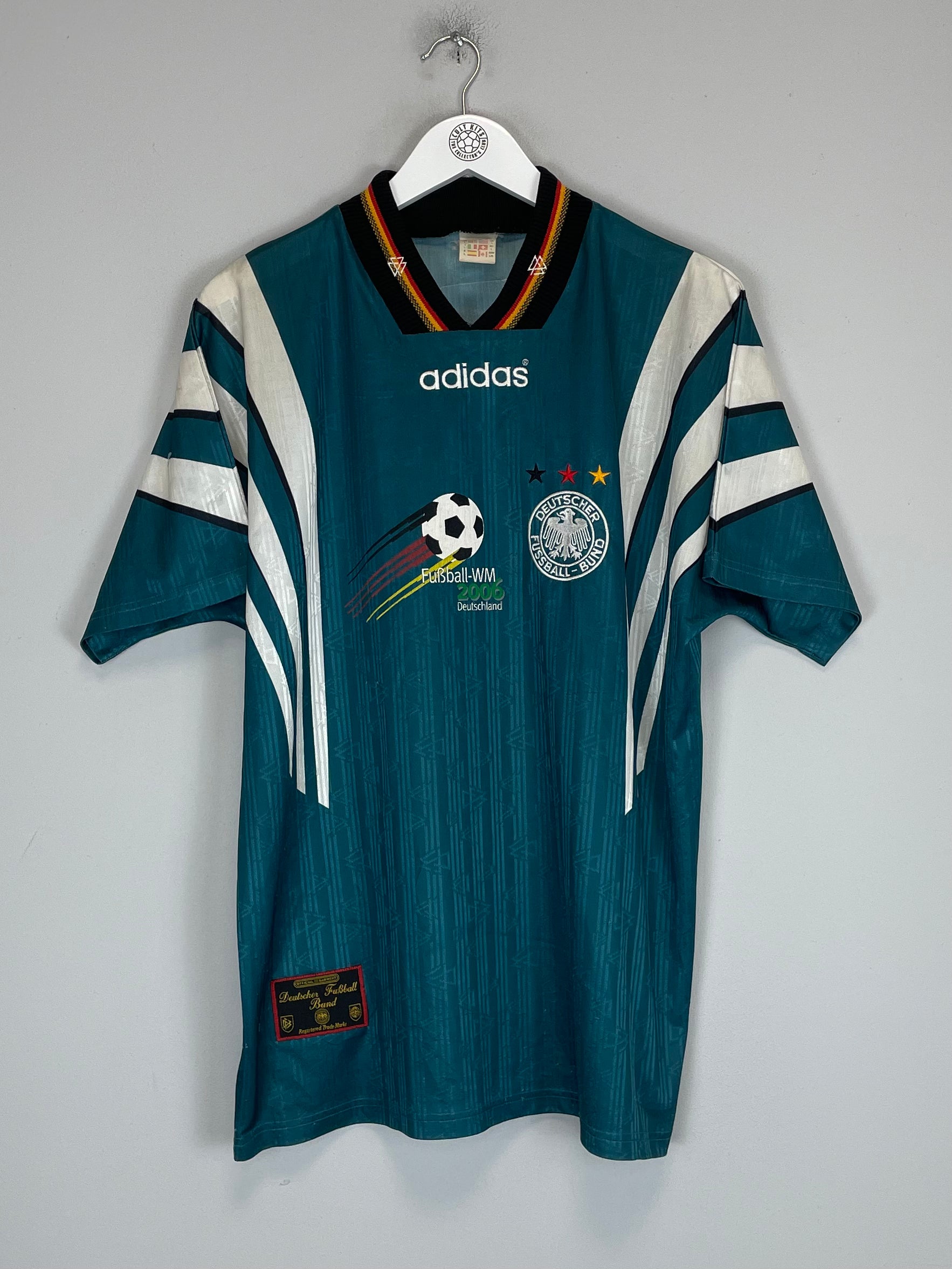 Shop 1996/98 GERMANY AWAY SHIRT (L) ADIDAS, classic football shirts, vintage football shirts & retro soccer jerseys at Cult Kits