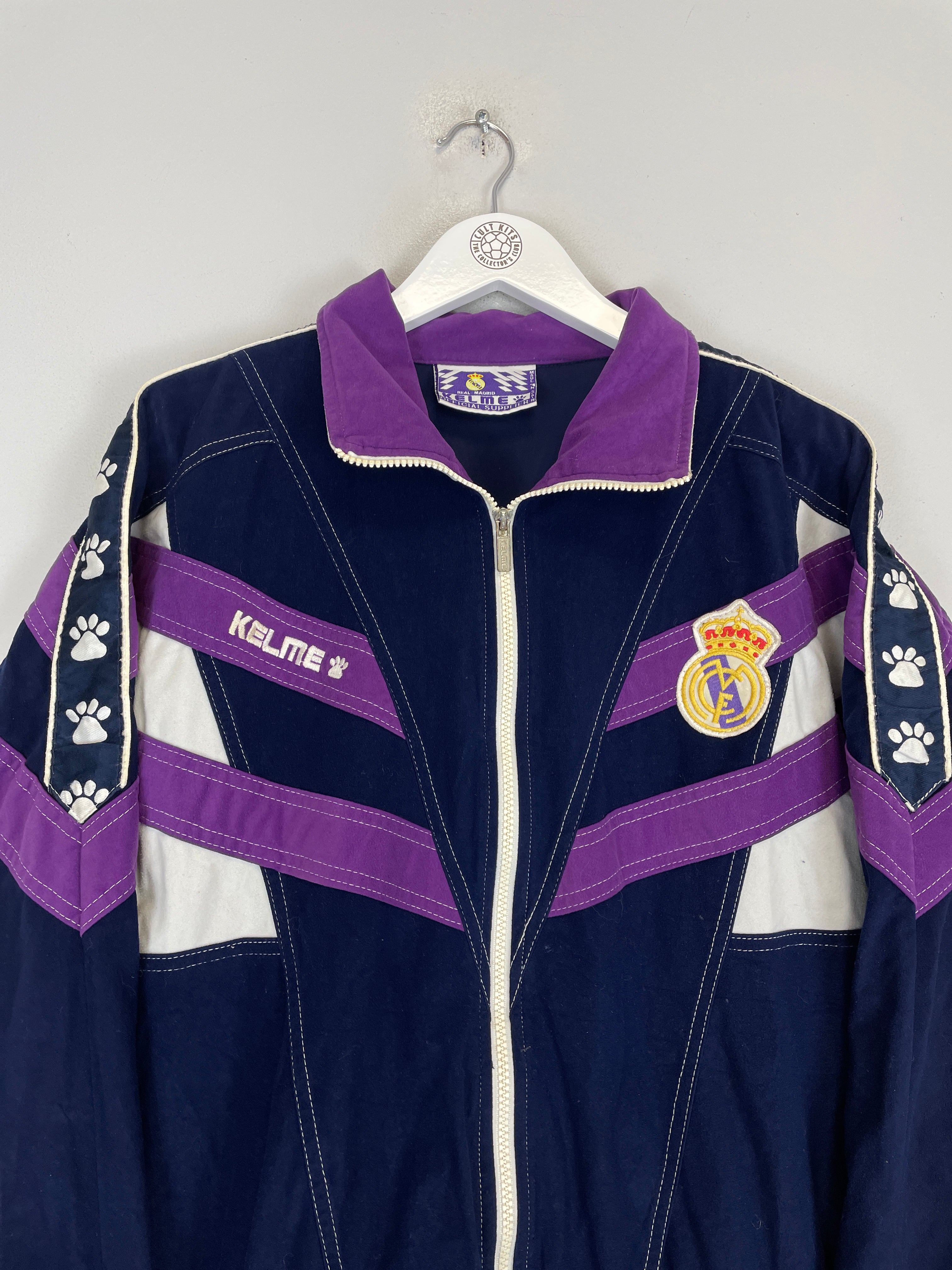 Shop 1997/98 REAL MADRID TRACK JACKET (M) KELME, classic football shirts, vintage football shirts & retro soccer jerseys at Cult Kits