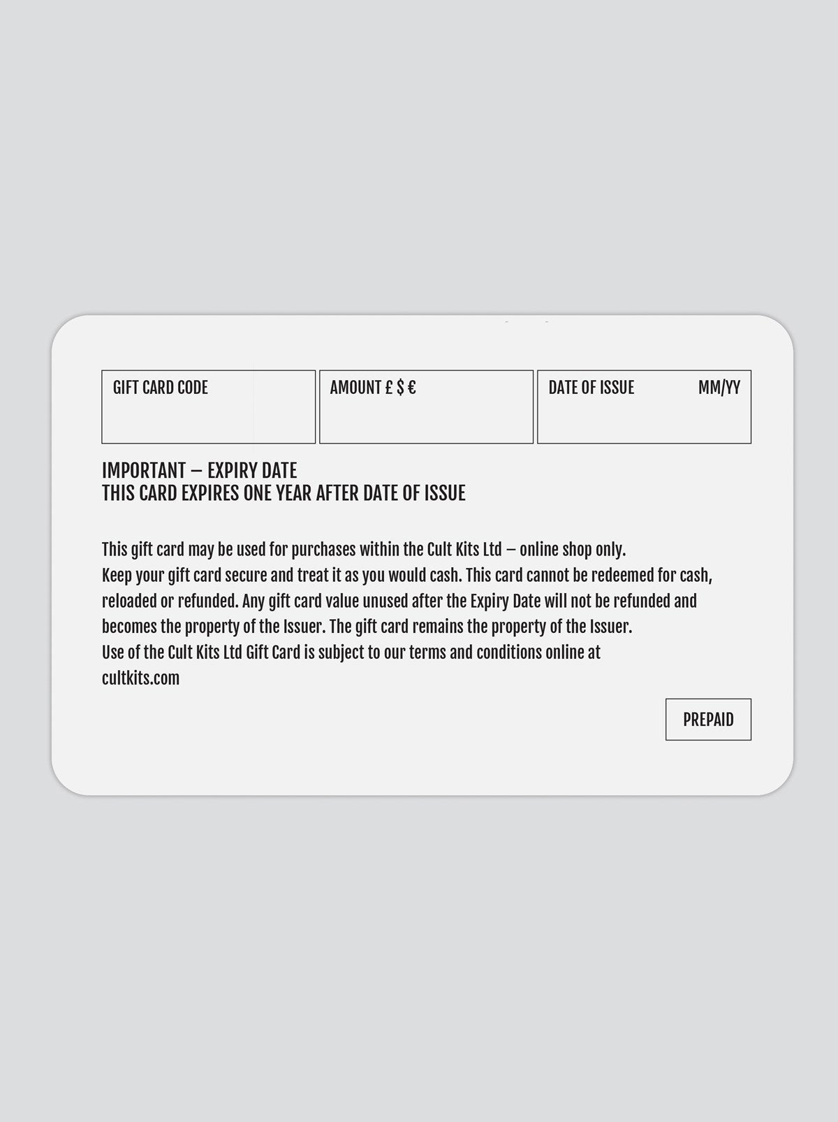 Shop CULT KITS GIFT CARD (PHYSICAL), classic football shirts, vintage football shirts & retro soccer jerseys at Cult Kits