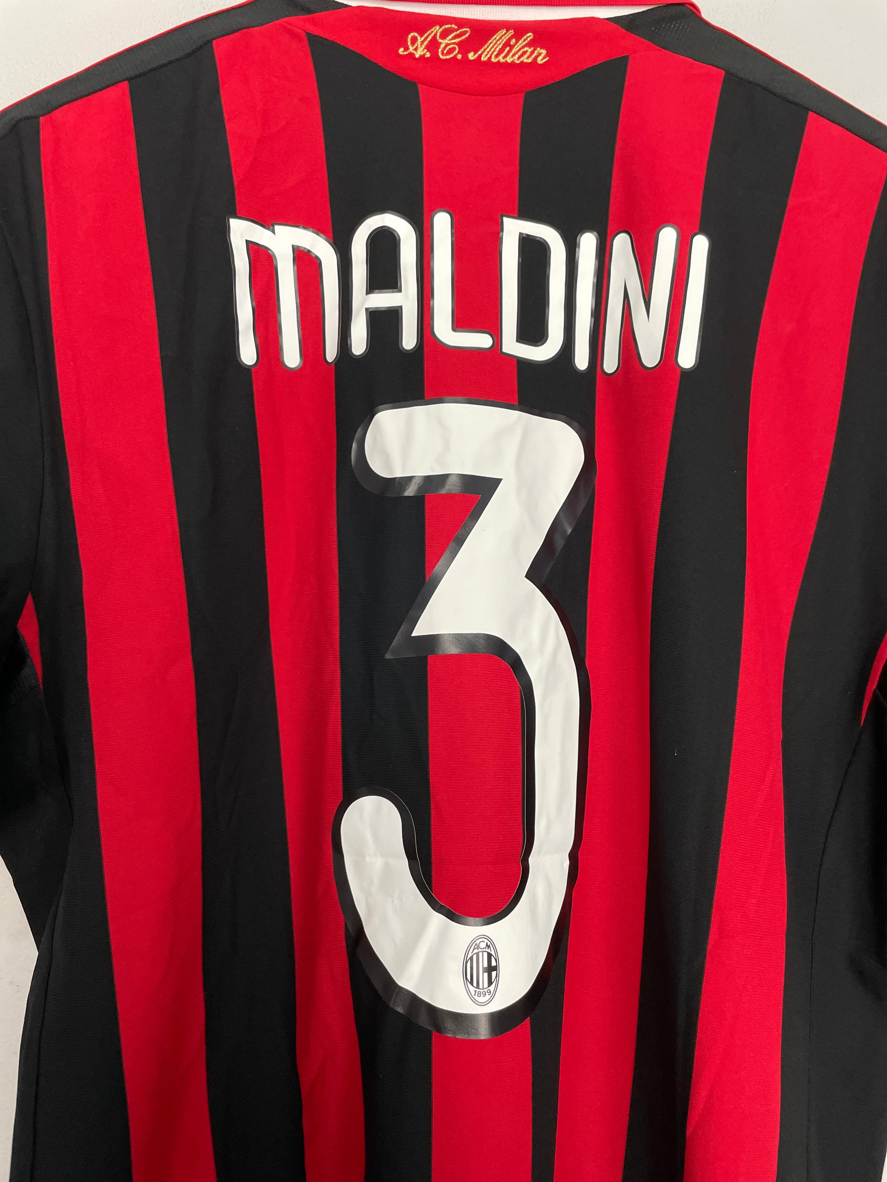 Shop 2009/10 AC MILAN MALDINI #3 'SOLO PER TE' HOME SHIRT (L) ADIDAS, classic football shirts, vintage football shirts & retro soccer jerseys at Cult Kits