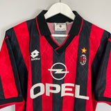 Shop 1995/96 AC MILAN HOME SHIRT (M) LOTTO, classic football shirts, vintage football shirts & retro soccer jerseys at Cult Kits