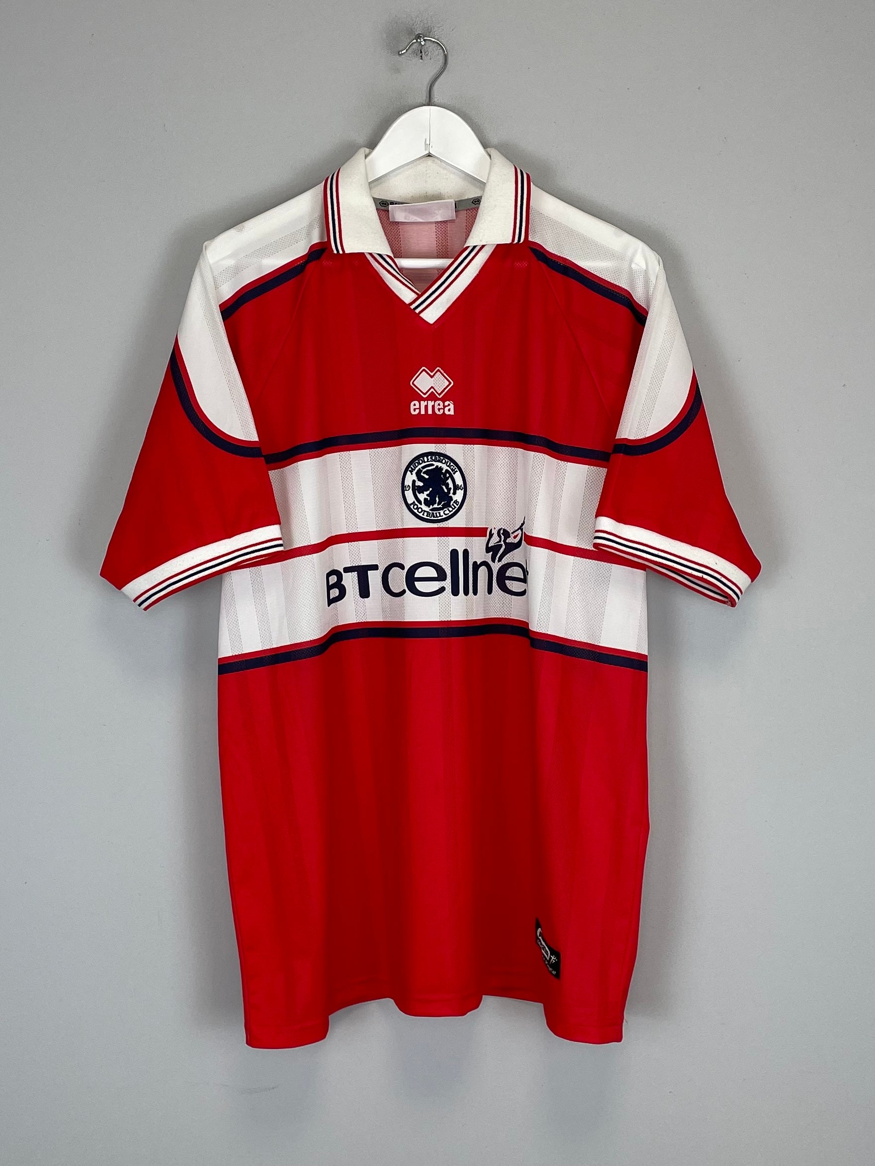 Shop 2000/01 MIDDLESBROUGH BOKSIC #11 HOME SHIRT (XL) ERREA, classic football shirts, vintage football shirts & retro soccer jerseys at Cult Kits