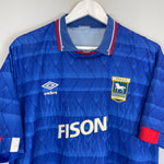 Shop 1989/92 IPSWICH TOWN HOME SHIRT (L) UMBRO, classic football shirts, vintage football shirts & retro soccer jerseys at Cult Kits