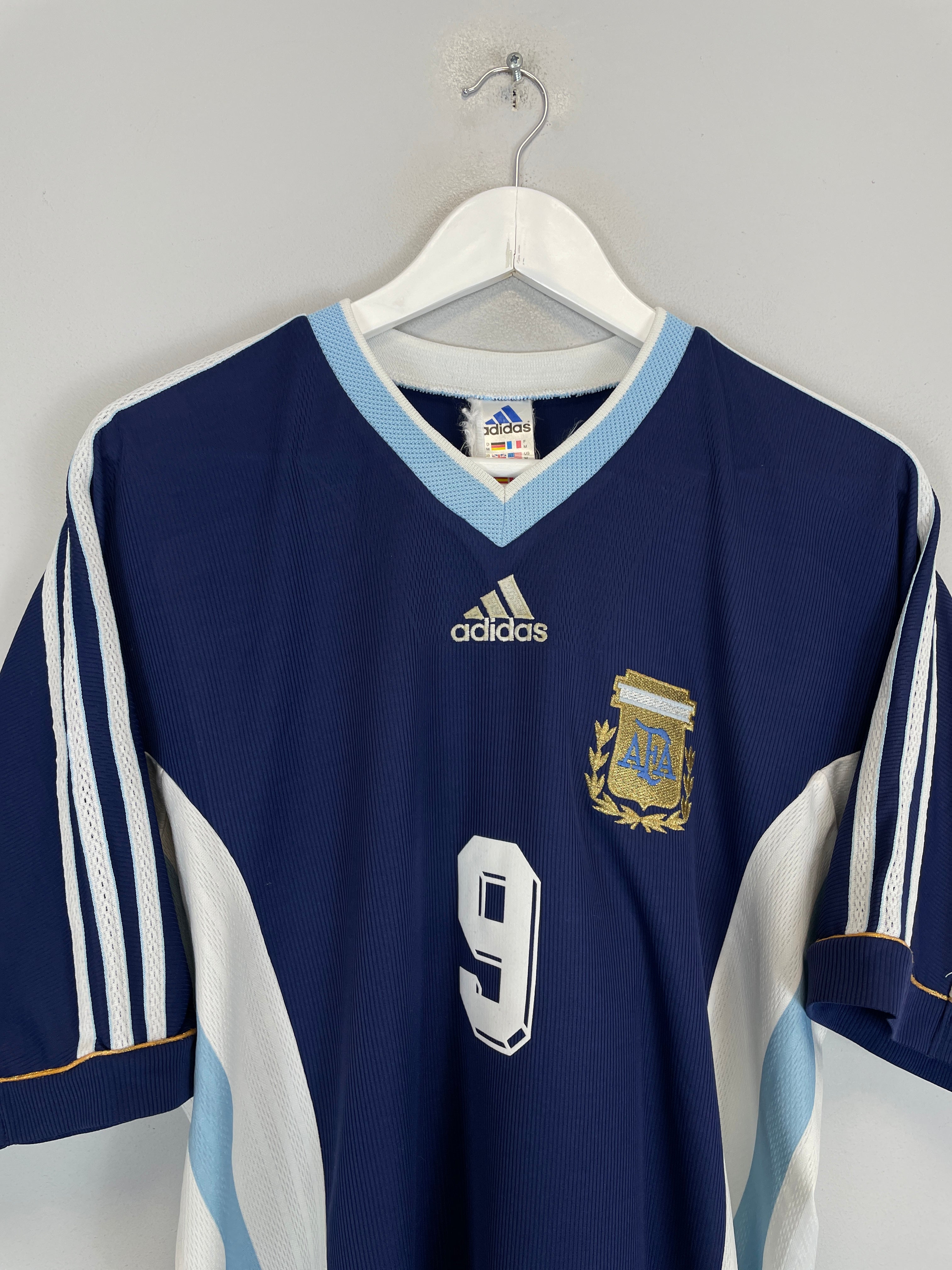 Shop 1998/99 ARGENTINA BATISTUTA #9 AWAY SHIRT (M) ADIDAS, classic football shirts, vintage football shirts & retro soccer jerseys at Cult Kits