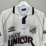 Shop 1998/99 SANTOS #10 HOME SHIRT (M) UMBRO, classic football shirts, vintage football shirts & retro soccer jerseys at Cult Kits