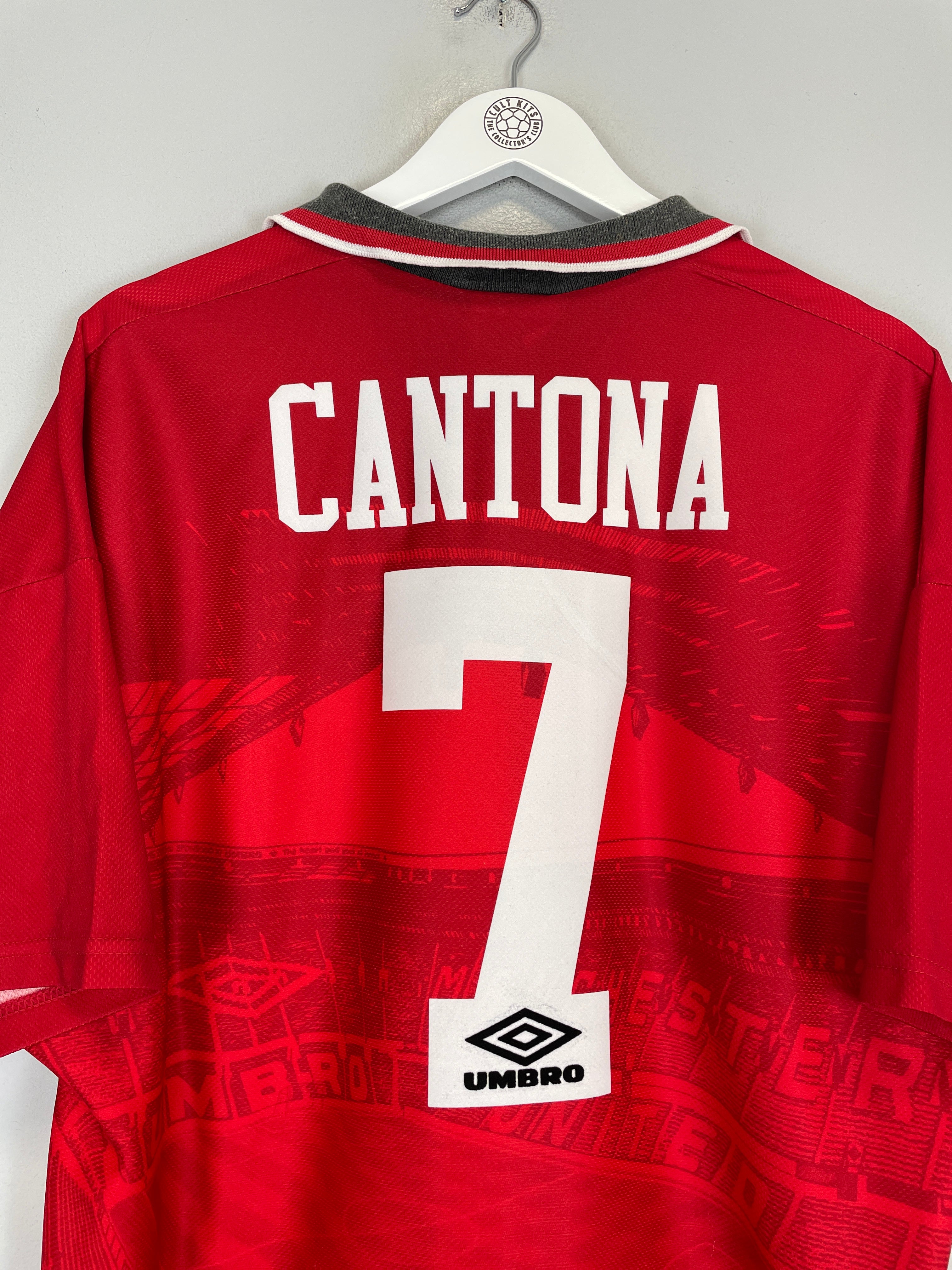 Shop 1994/96 MANCHESTER UNITED CANTONA #7 HOME SHIRT (XL) UMBRO, classic football shirts, vintage football shirts & retro soccer jerseys at Cult Kits