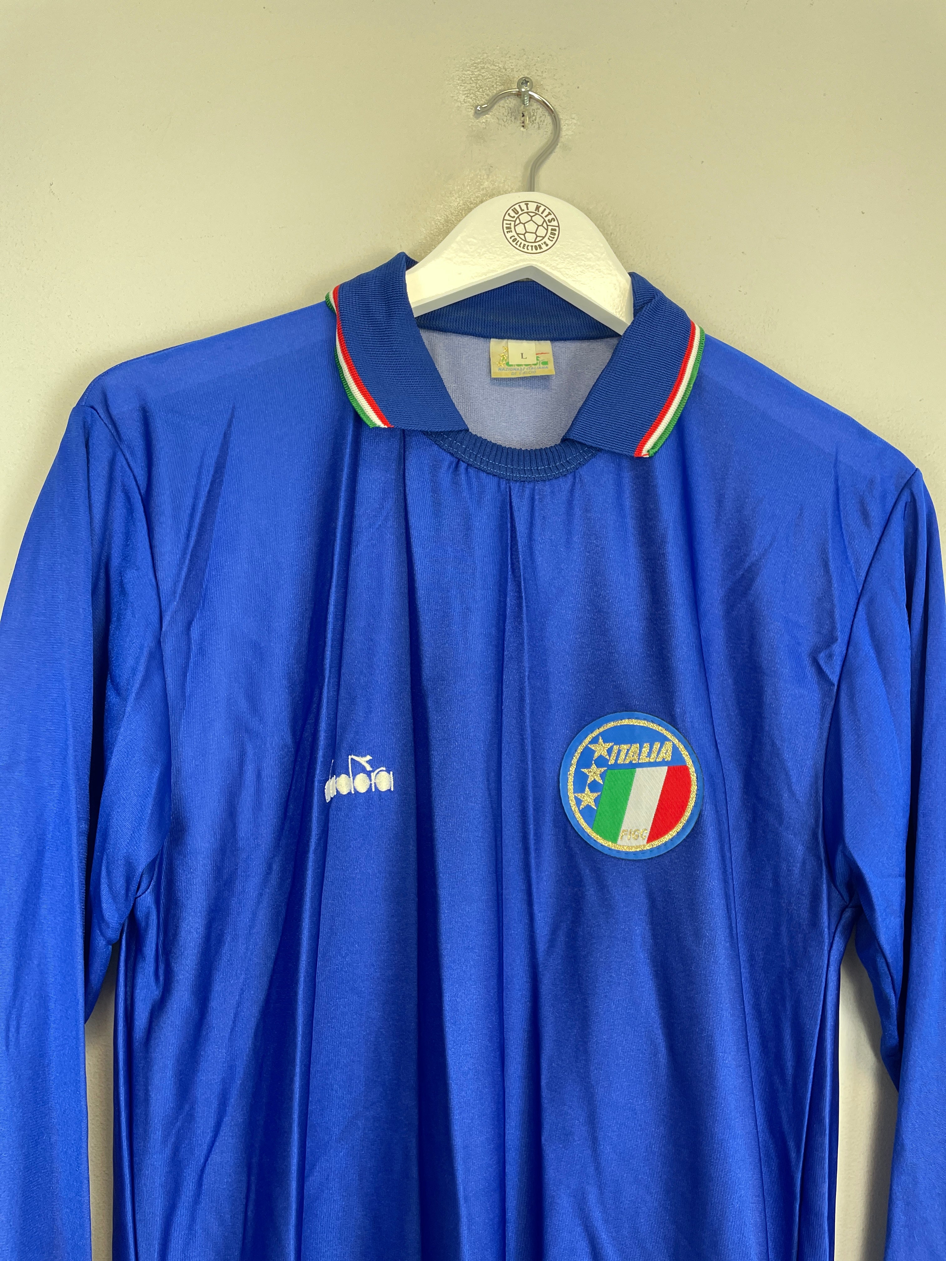 Shop 1986/90 ITALY L/S HOME SHIRT (L) DIADORA, classic football shirts, vintage football shirts & retro soccer jerseys at Cult Kits
