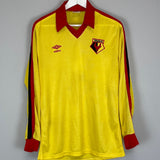 Shop 1978/92 WATFORD L/S HOME SHIRT (M) UMBRO, classic football shirts, vintage football shirts & retro soccer jerseys at Cult Kits