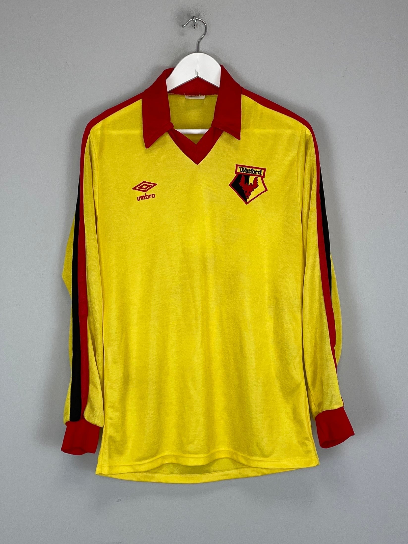 Shop 1978/92 WATFORD L/S HOME SHIRT (M) UMBRO, classic football shirts, vintage football shirts & retro soccer jerseys at Cult Kits