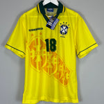 Shop 1994/95 BRAZIL RONALDINHO #18 *BNWT* HOME SHIRT (M) UMBRO, classic football shirts, vintage football shirts & retro soccer jerseys at Cult Kits
