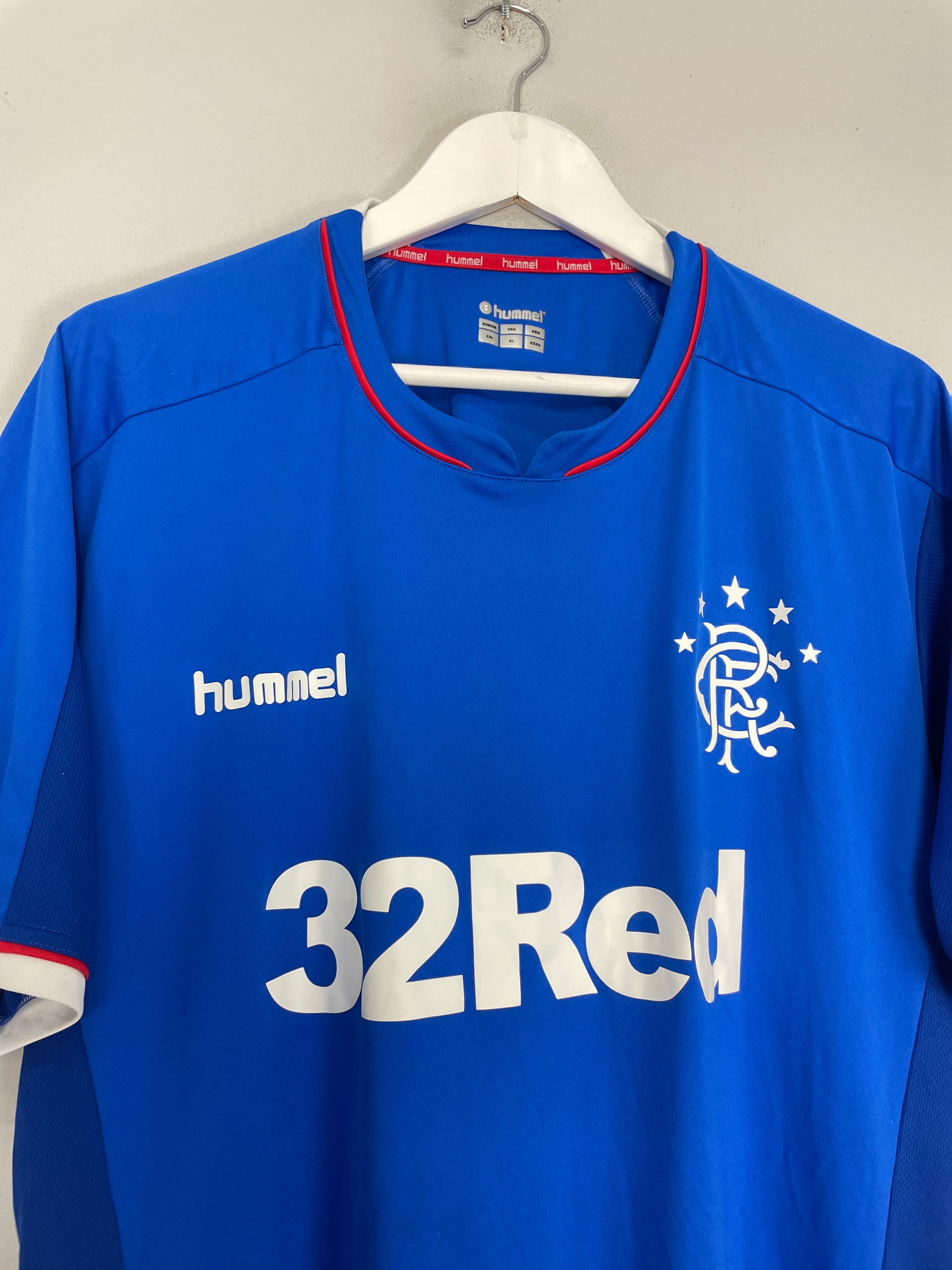 Shop 2018/19 RANGERS HOME SHIRT (XXL) HUMMEL, classic football shirts, vintage football shirts & retro soccer jerseys at Cult Kits