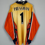 Shop 1997/98 SHEFFIELD WEDNESDAY PRESSMAN #1 *BNWT* GK SHIRT (XL) PUMA, classic football shirts, vintage football shirts & retro soccer jerseys at Cult Kits