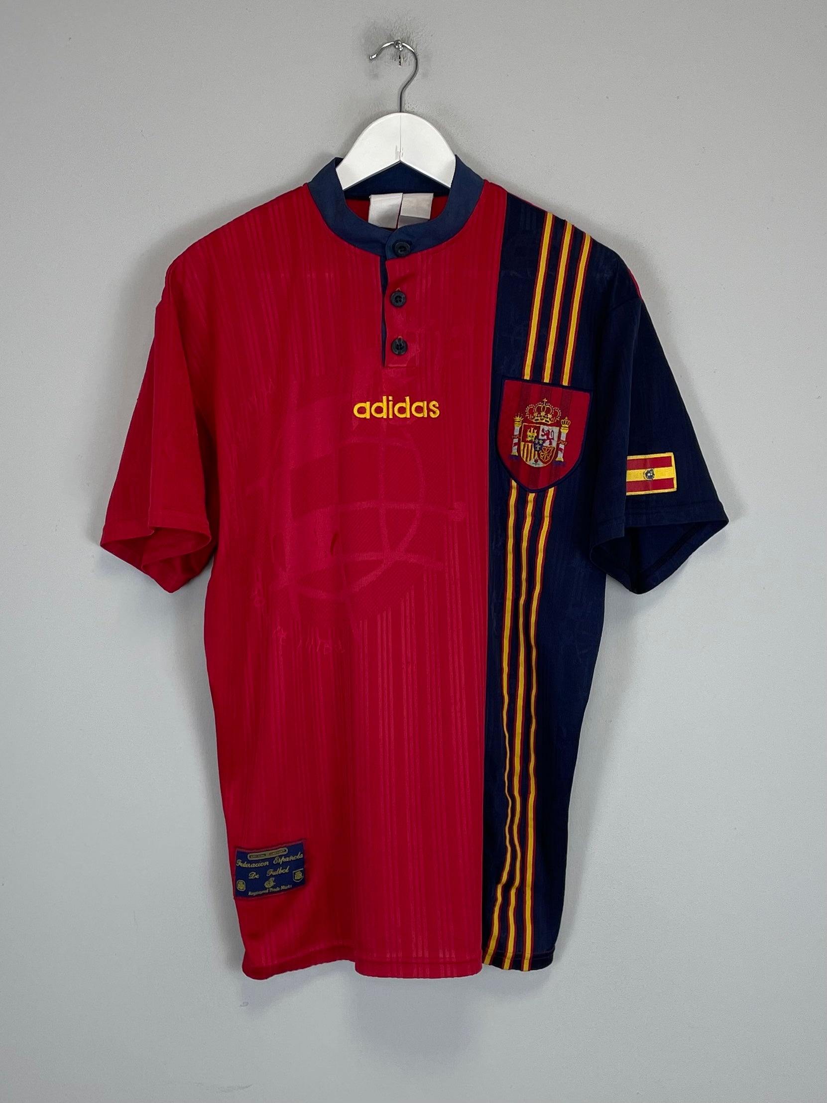 Shop 1996/98 SPAIN HOME SHIRT (M) ADIDAS, classic football shirts, vintage football shirts & retro soccer jerseys at Cult Kits