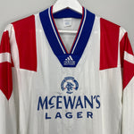 Shop 1992/94 RANGERS *PLAYER ISSUE* L/S AWAY SHIRT (XL) ADIDAS, classic football shirts, vintage football shirts & retro soccer jerseys at Cult Kits