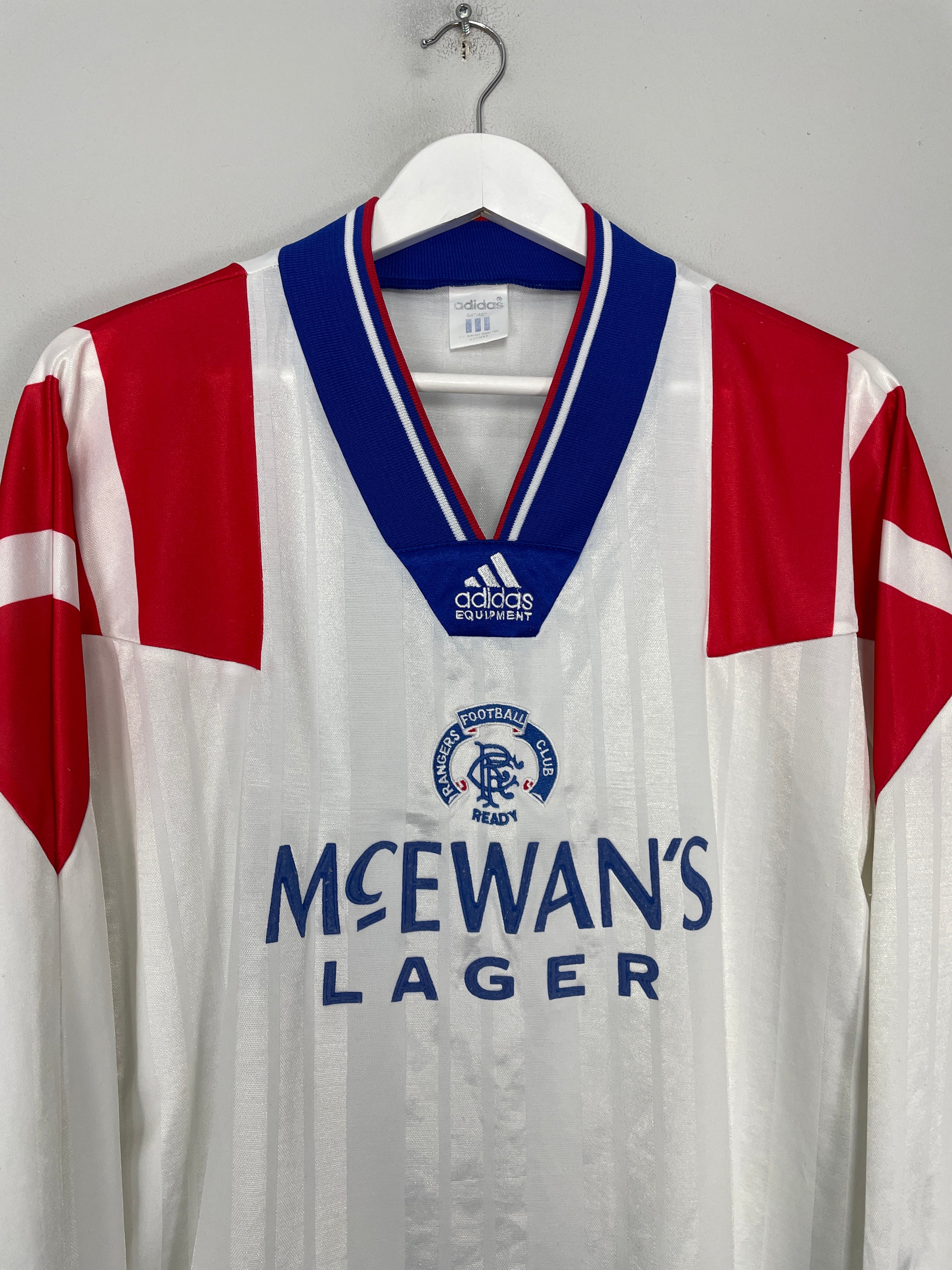 Shop 1992/94 RANGERS *PLAYER ISSUE* L/S AWAY SHIRT (XL) ADIDAS, classic football shirts, vintage football shirts & retro soccer jerseys at Cult Kits