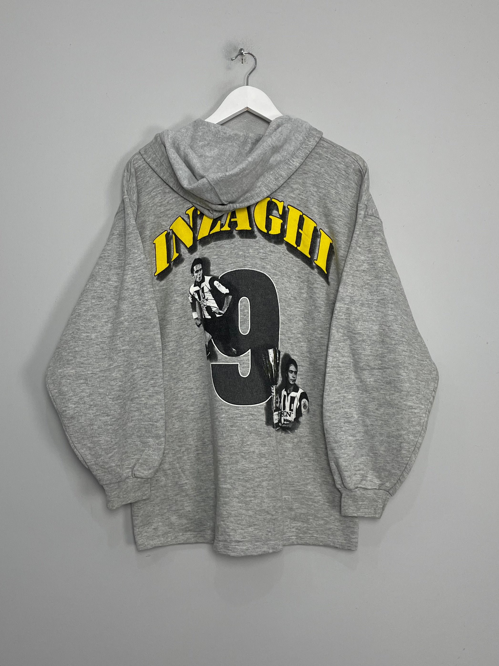 Shop 1999 JUVENTUS INZAGHI #9 HOODIE (M) BOOTLEG, classic football shirts, vintage football shirts & retro soccer jerseys at Cult Kits