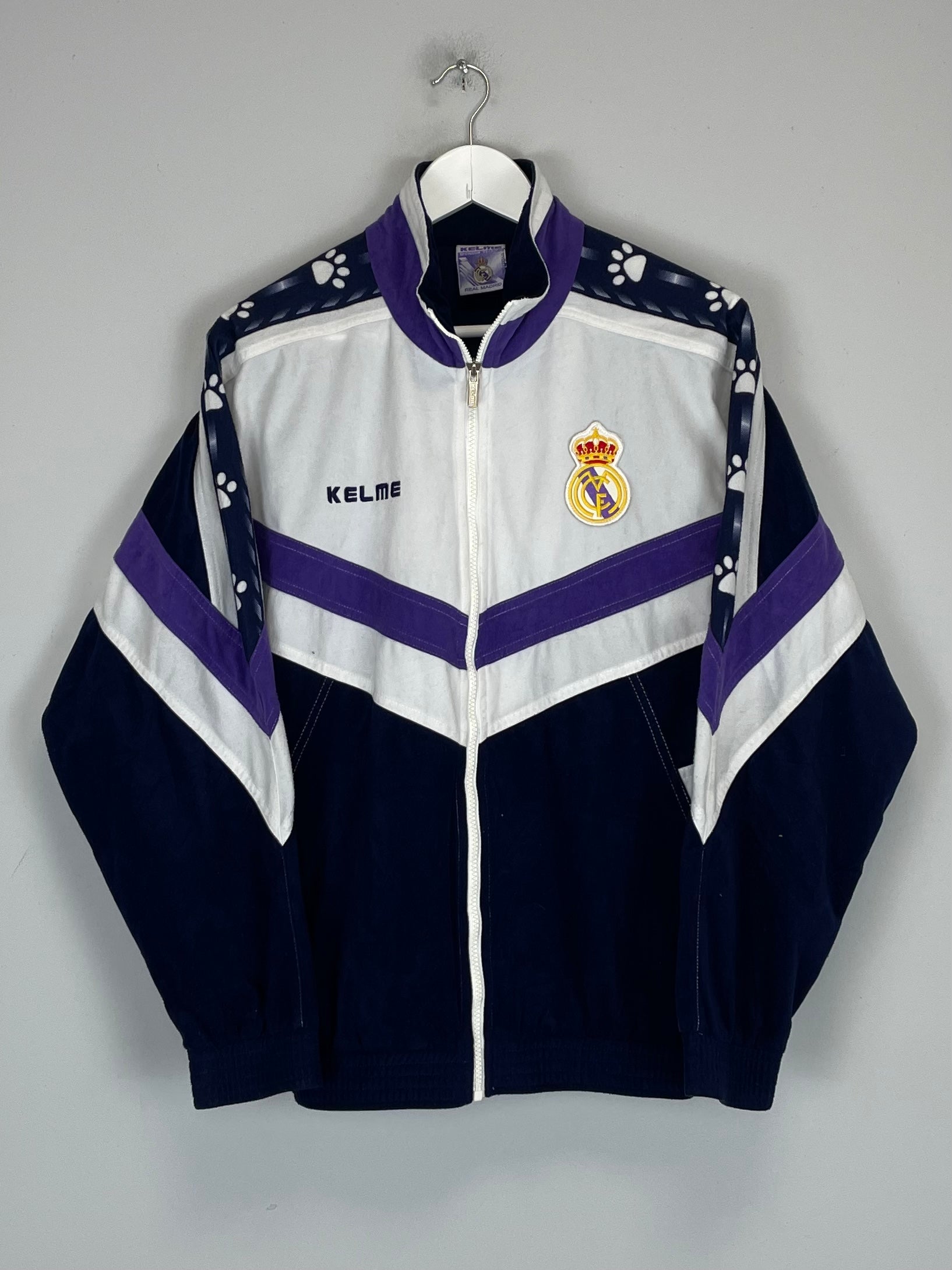 Shop 1996/98 REAL MADRID TRACK JACKET (S) KELME, classic football shirts, vintage football shirts & retro soccer jerseys at Cult Kits