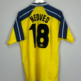 Shop 1996/98 LAZIO NEDVED #18 AWAY SHIRT (XL) UMBRO, classic football shirts, vintage football shirts & retro soccer jerseys at Cult Kits