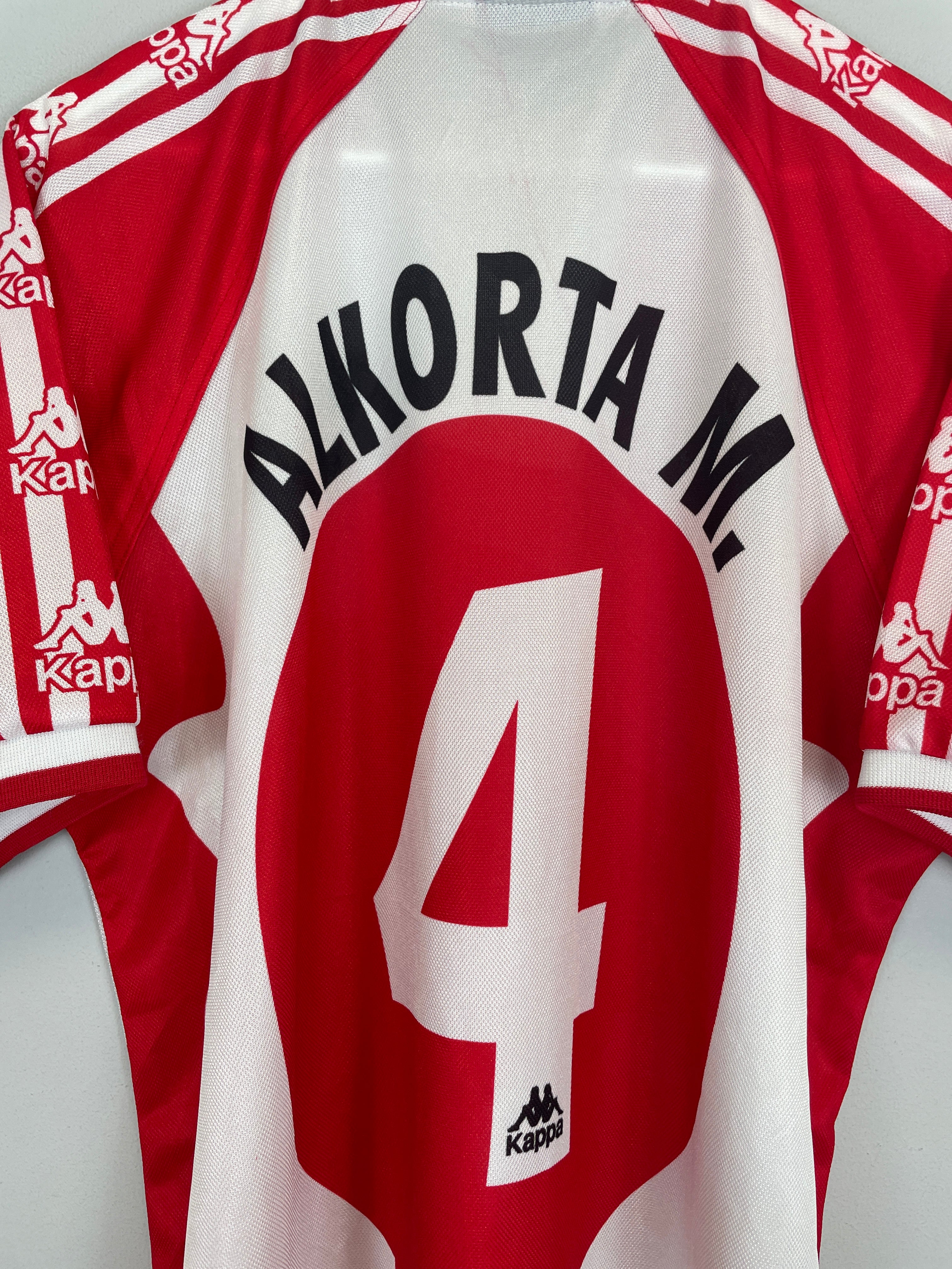 Shop 1997/98 ATHLETIC BILBAO ALKORTA M #4 *CENTENARY* HOME SHIRT (XL) KAPPA, classic football shirts, vintage football shirts & retro soccer jerseys at Cult Kits