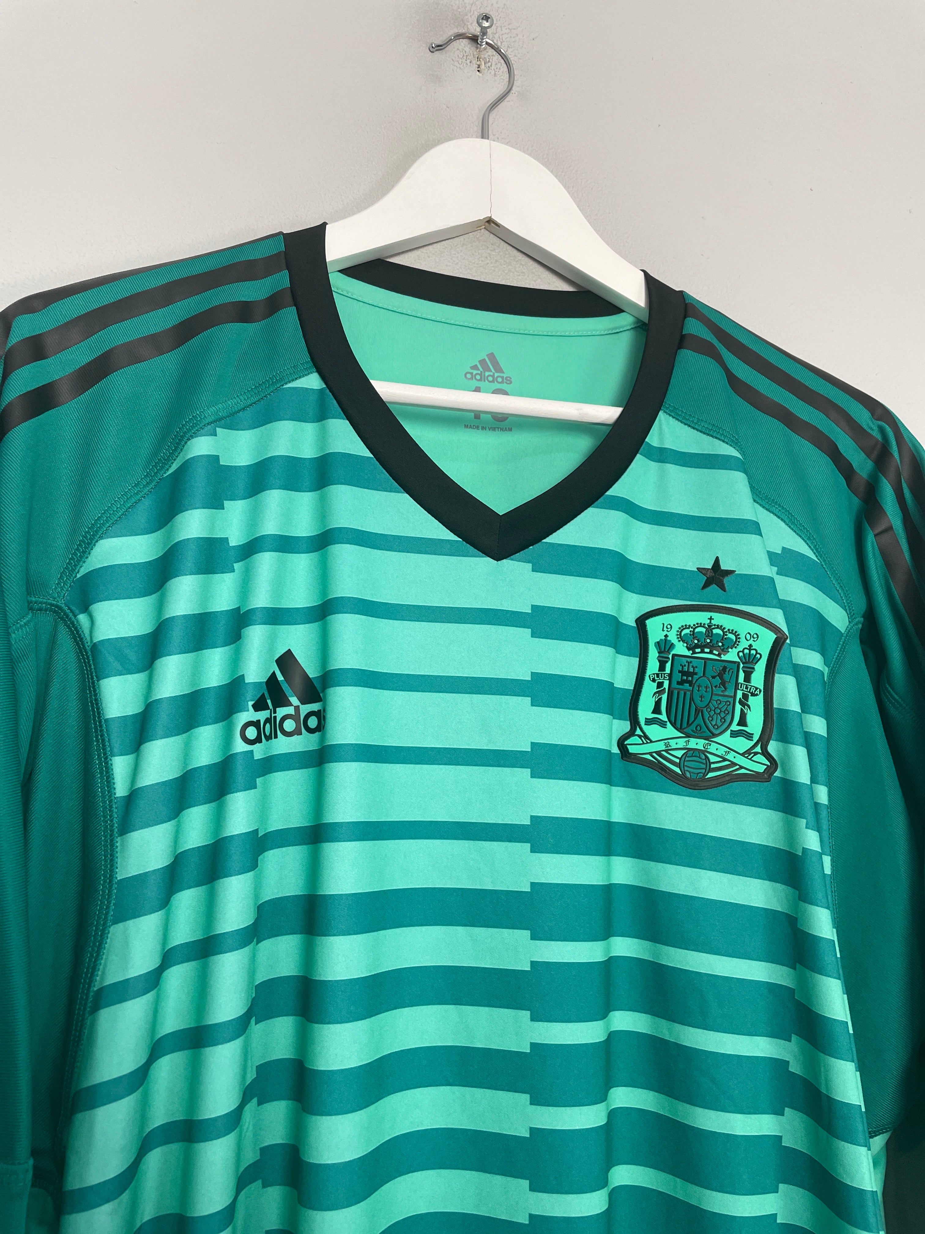 Shop 2018/19 SPAIN *PLAYER ISSUE* GK SHIRT (XL) ADIDAS, classic football shirts, vintage football shirts & retro soccer jerseys at Cult Kits