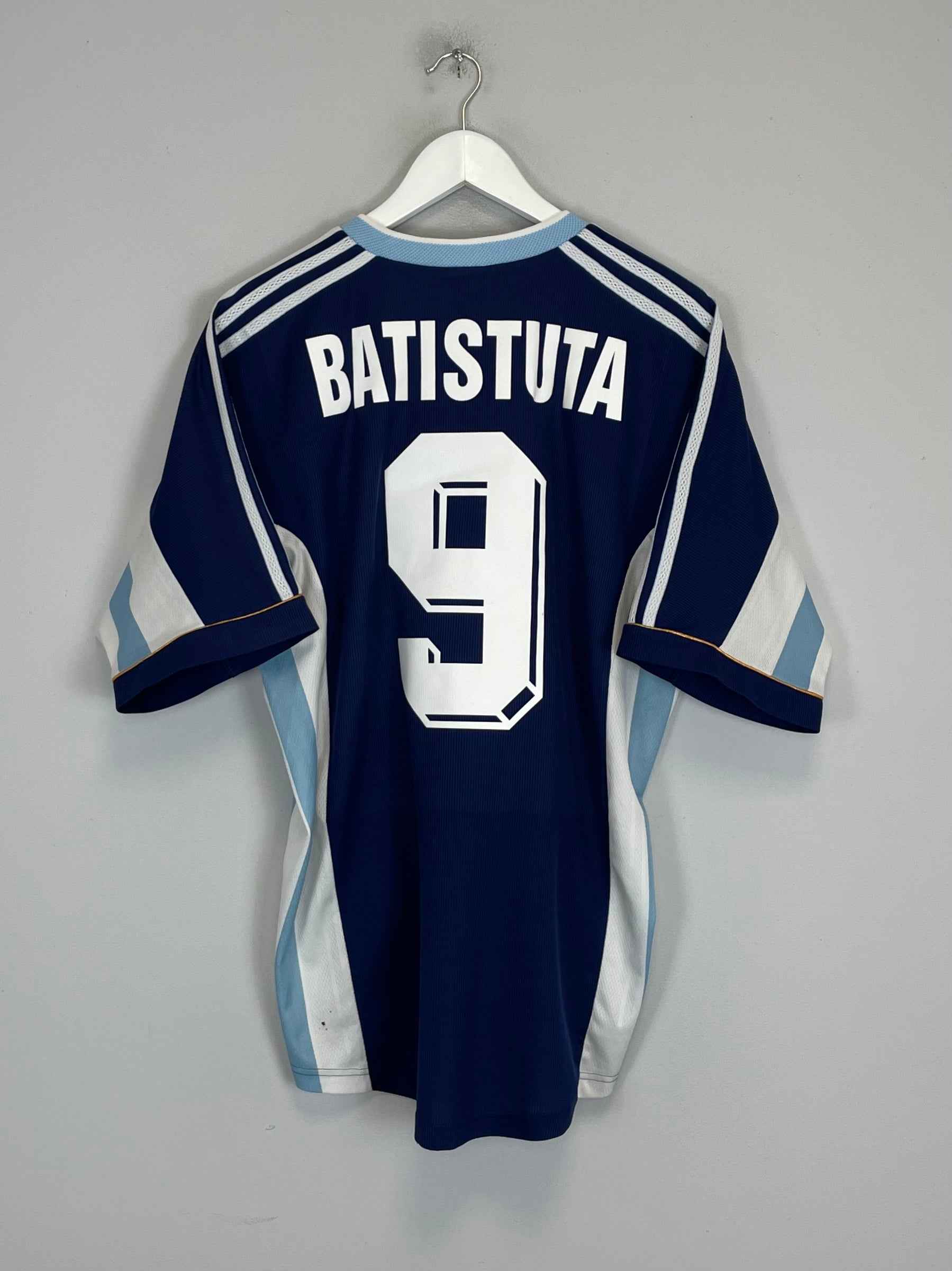 Shop 1998/99 ARGENTINA BATISTUTA #9 AWAY SHIRT (M) ADIDAS, classic football shirts, vintage football shirts & retro soccer jerseys at Cult Kits