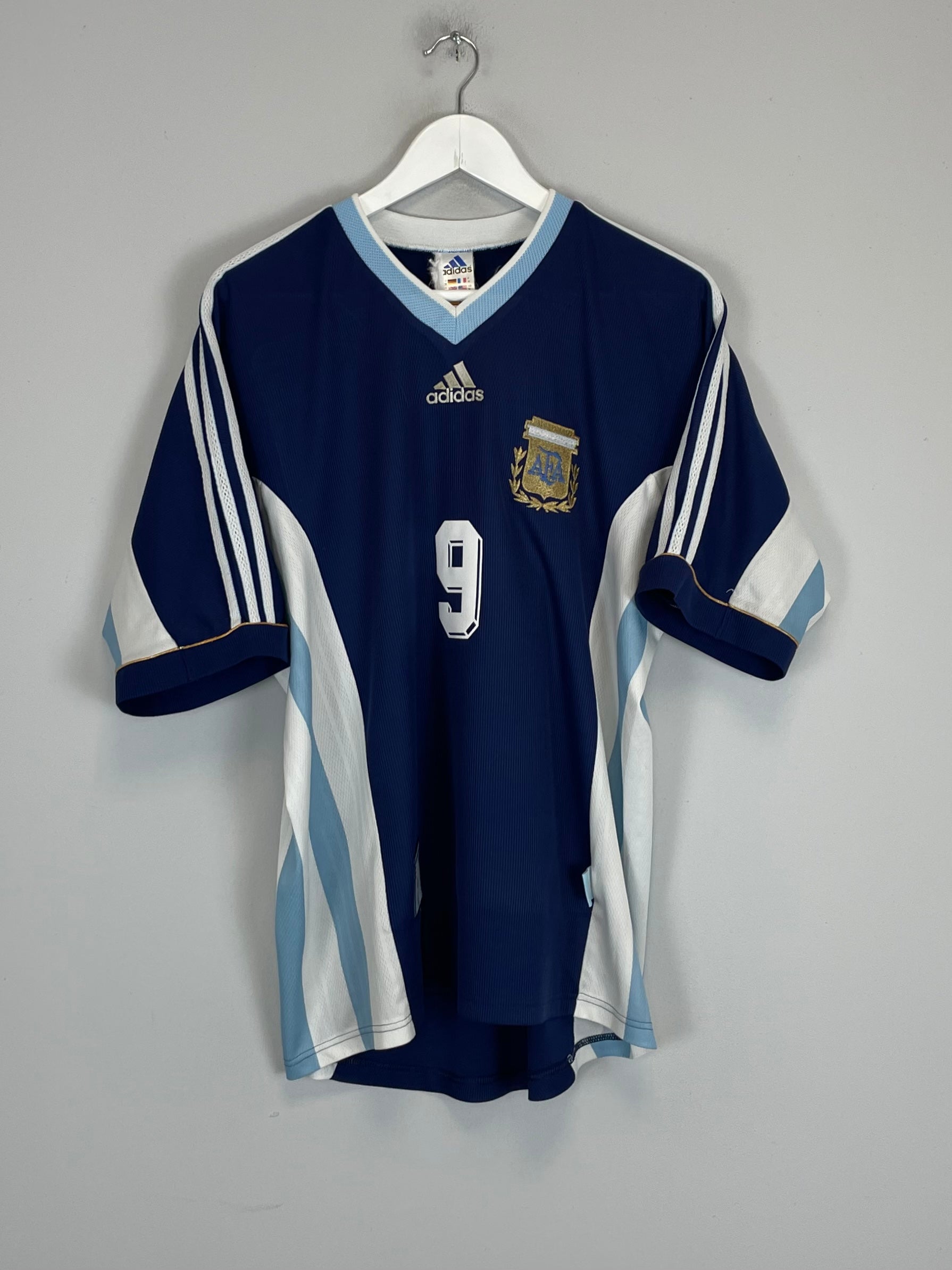 Shop 1998/99 ARGENTINA BATISTUTA #9 AWAY SHIRT (M) ADIDAS, classic football shirts, vintage football shirts & retro soccer jerseys at Cult Kits