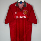 Shop 1994/96 MANCHESTER UNITED CANTONA #7 HOME SHIRT (XL) UMBRO, classic football shirts, vintage football shirts & retro soccer jerseys at Cult Kits