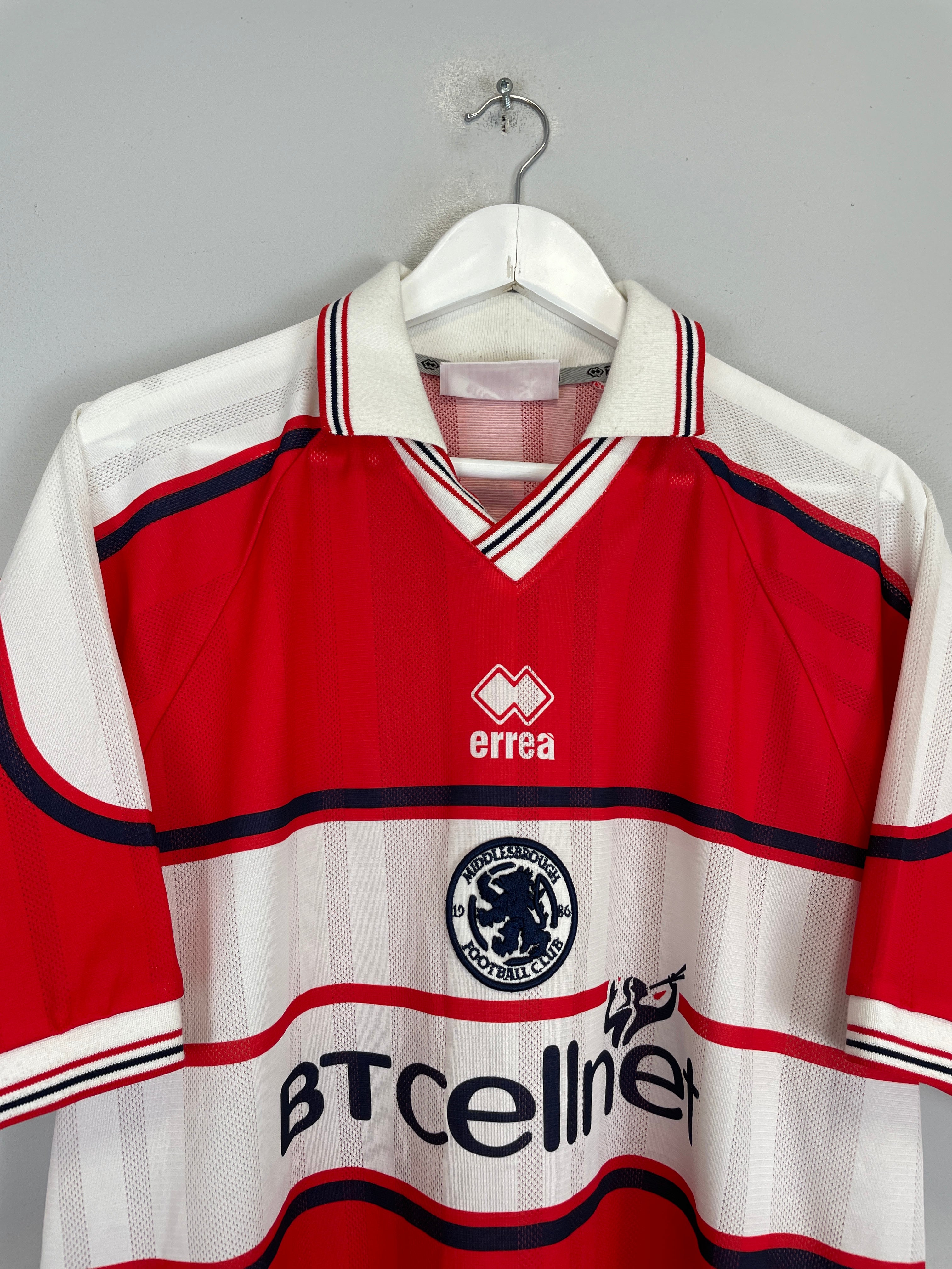 Shop 2000/01 MIDDLESBROUGH BOKSIC #11 HOME SHIRT (XL) ERREA, classic football shirts, vintage football shirts & retro soccer jerseys at Cult Kits