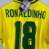 Shop 1994/95 BRAZIL RONALDINHO #18 *BNWT* HOME SHIRT (M) UMBRO, classic football shirts, vintage football shirts & retro soccer jerseys at Cult Kits
