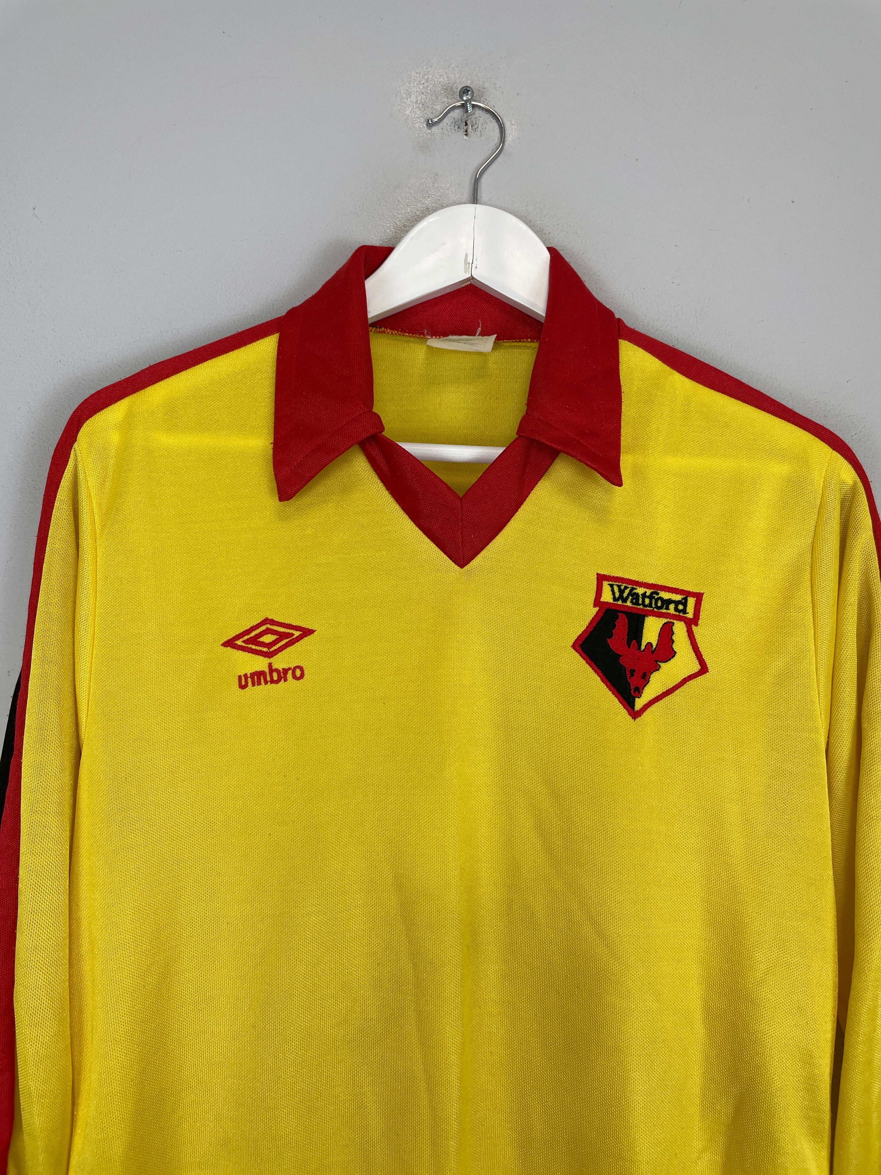 Shop 1978/92 WATFORD L/S HOME SHIRT (M) UMBRO, classic football shirts, vintage football shirts & retro soccer jerseys at Cult Kits