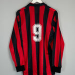 Shop 1989/90 AC MILAN #9 L/S HOME SHIRT (L) KAPPA, classic football shirts, vintage football shirts & retro soccer jerseys at Cult Kits