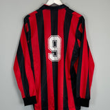 Shop 1989/90 AC MILAN #9 L/S HOME SHIRT (L) KAPPA, classic football shirts, vintage football shirts & retro soccer jerseys at Cult Kits