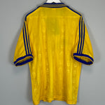 Shop 1998/99 SWEDEN HOME SHIRT (XL) ADIDAS, classic football shirts, vintage football shirts & retro soccer jerseys at Cult Kits