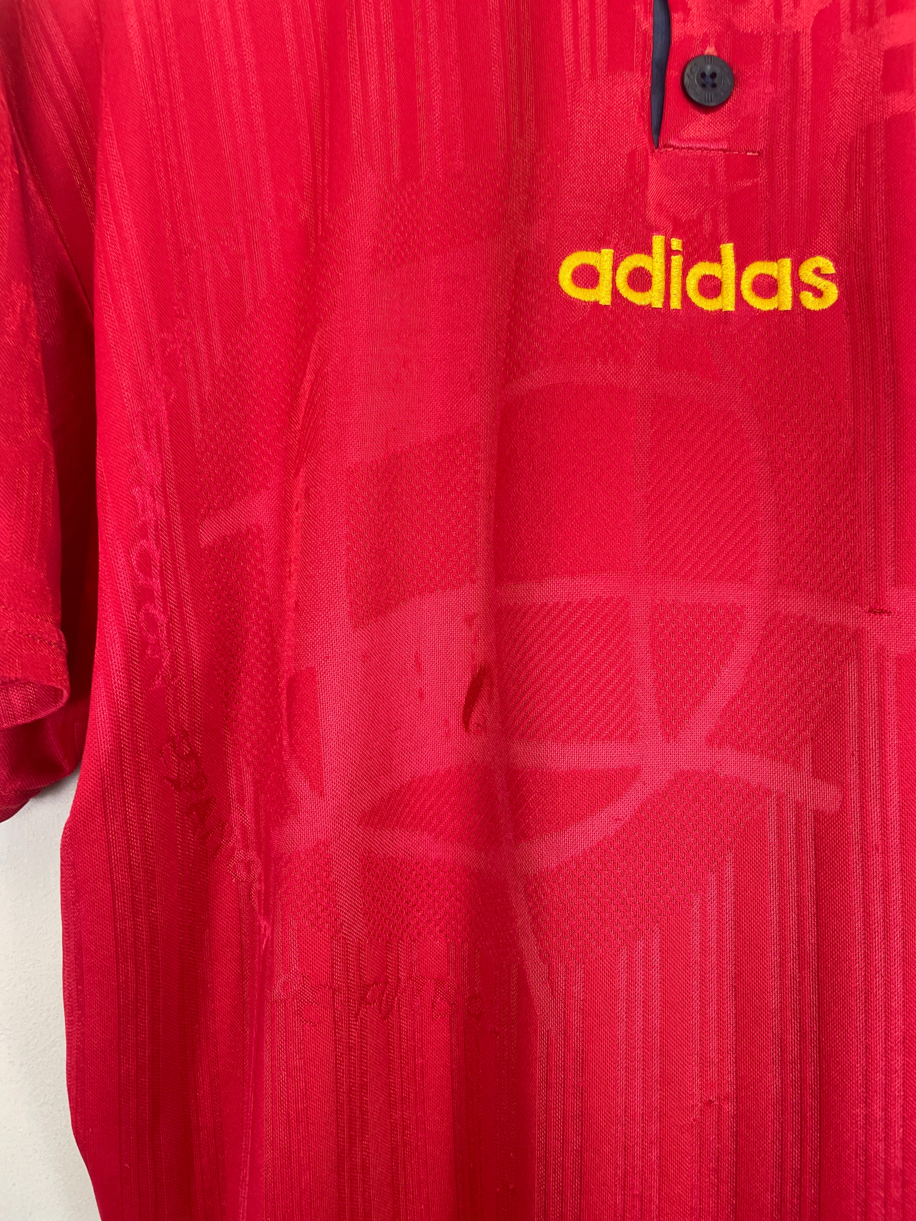 Shop 1996/98 SPAIN HOME SHIRT (M) ADIDAS, classic football shirts, vintage football shirts & retro soccer jerseys at Cult Kits
