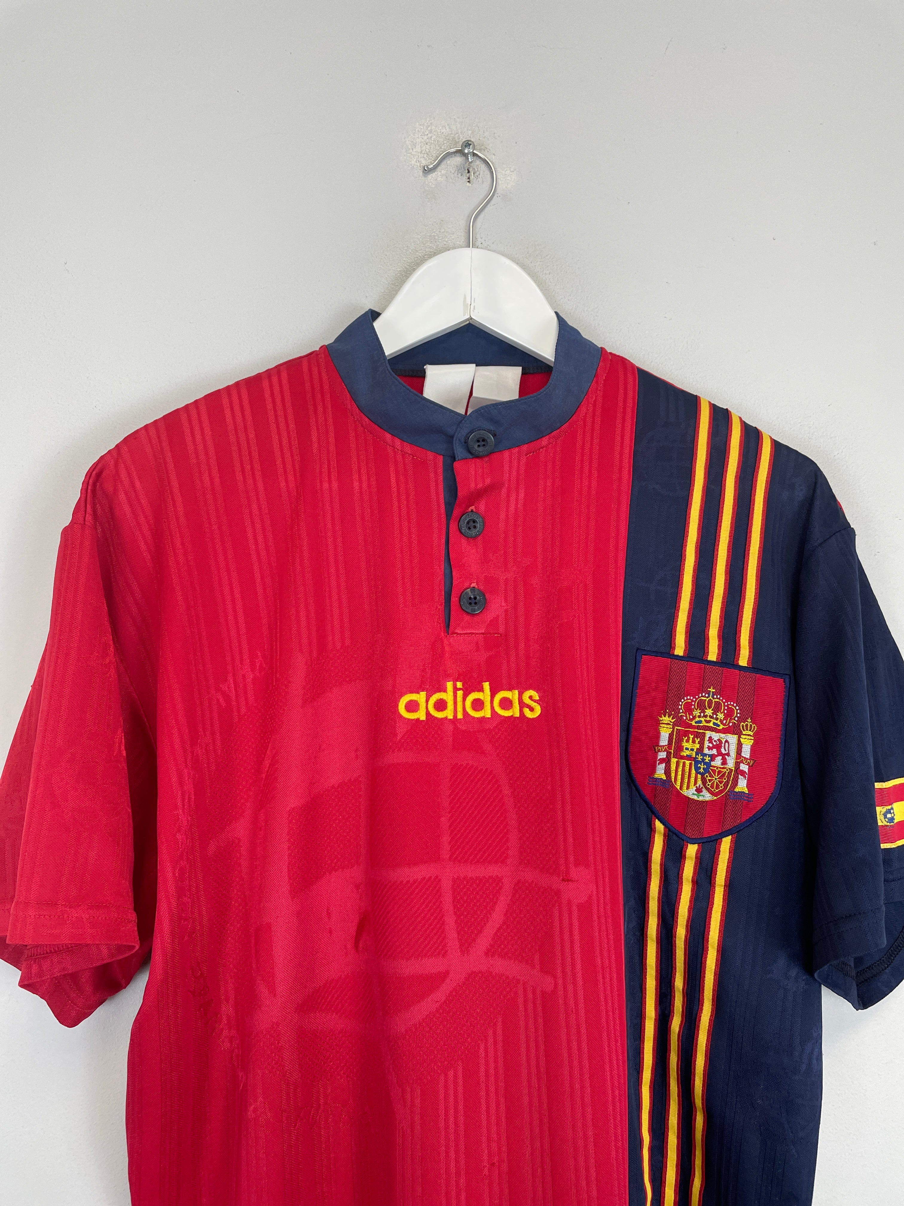 Shop 1996/98 SPAIN HOME SHIRT (M) ADIDAS, classic football shirts, vintage football shirts & retro soccer jerseys at Cult Kits