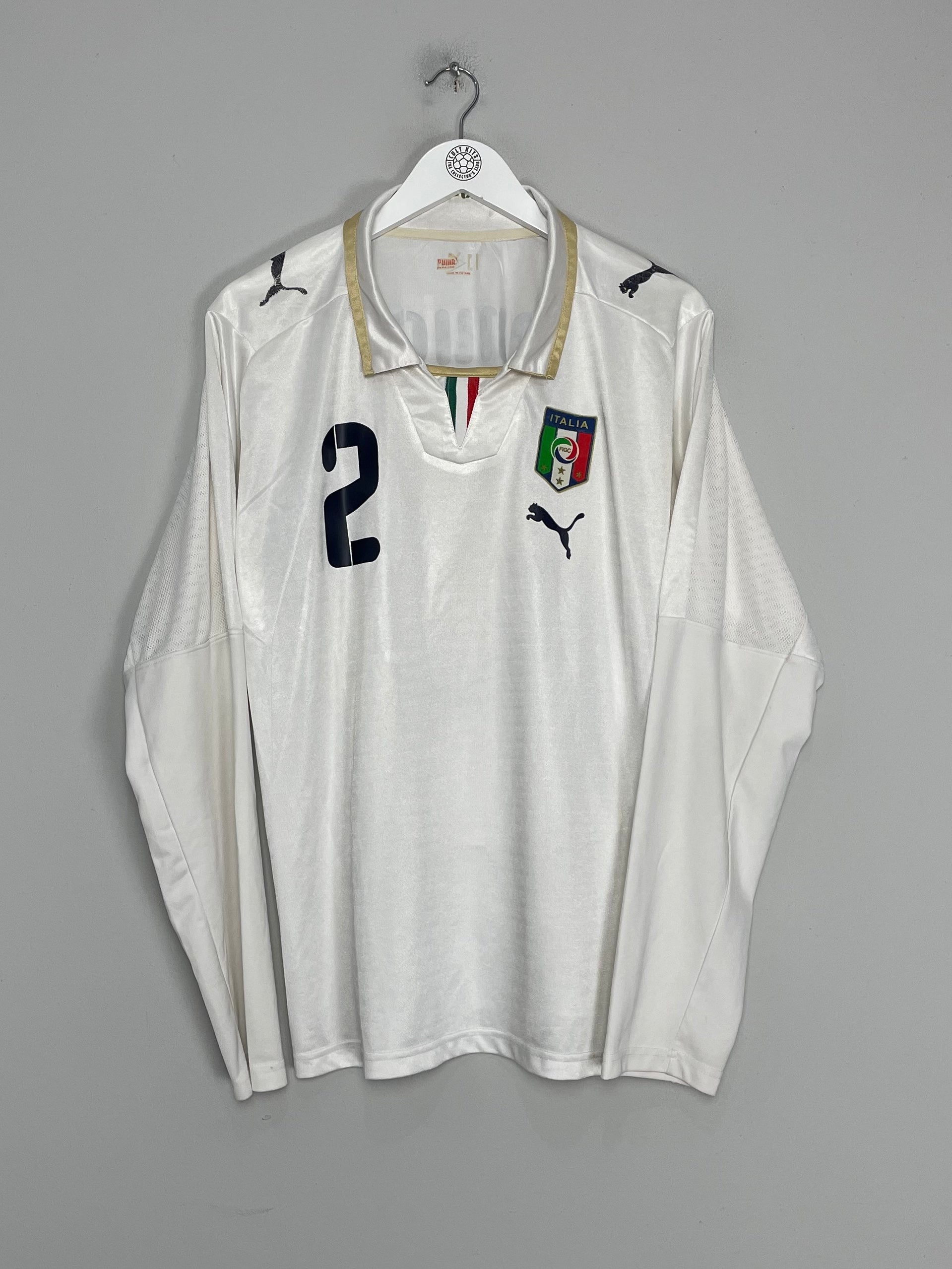 Shop 2007/09 ITALY PANUCCI #2 L/S AWAY SHIRT (M) PUMA, classic football shirts, vintage football shirts & retro soccer jerseys at Cult Kits