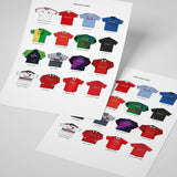 Shop ICONIC MANCHESTER UNITED SHIRTS A3 PRINT, classic football shirts, vintage football shirts & retro soccer jerseys at Cult Kits