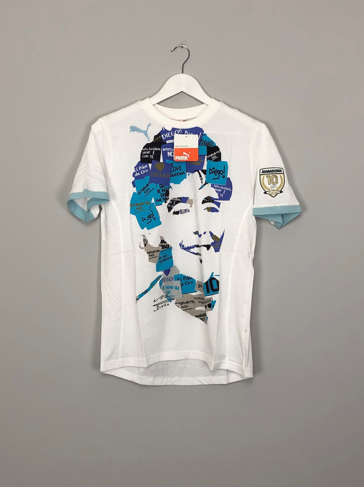 Shop 2010 Puma King Maradona Graphic Tee (Kids Sizes), classic football shirts, vintage football shirts & retro soccer jerseys at Cult Kits