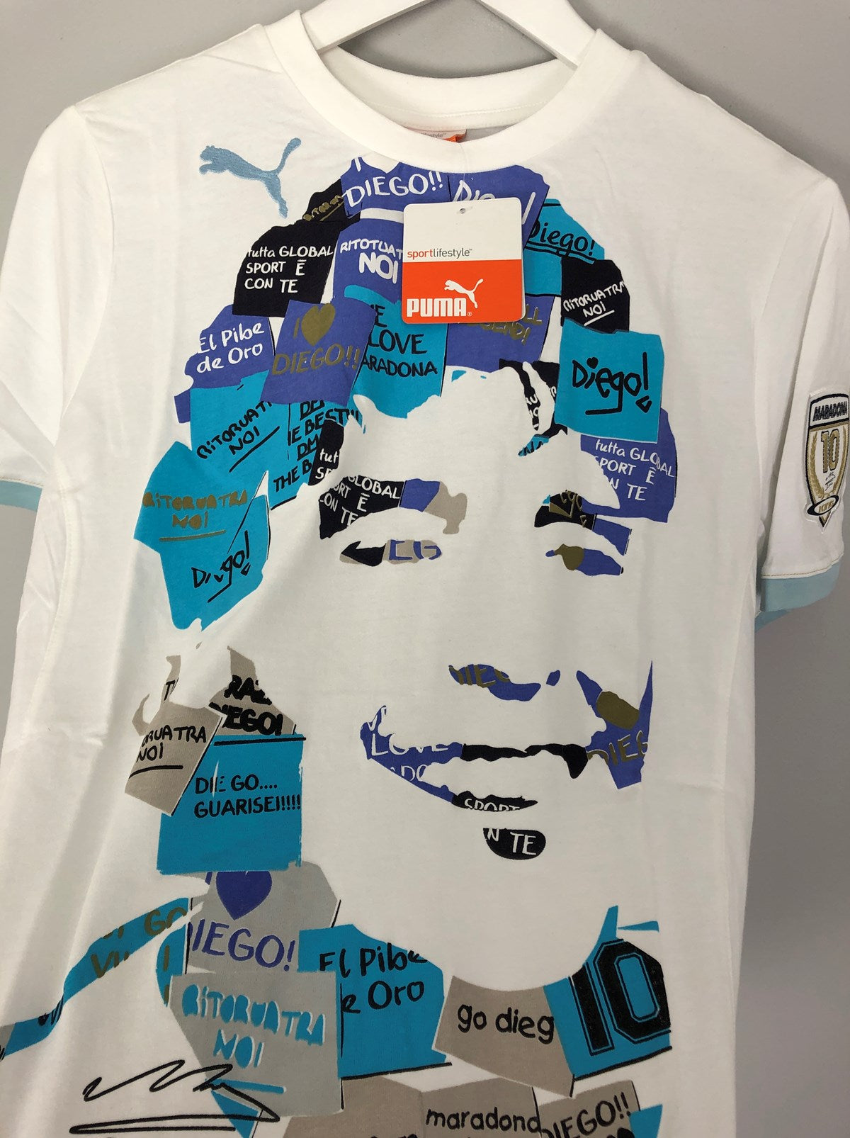 Shop 2010 Puma King Maradona Graphic Tee (Kids Sizes), classic football shirts, vintage football shirts & retro soccer jerseys at Cult Kits