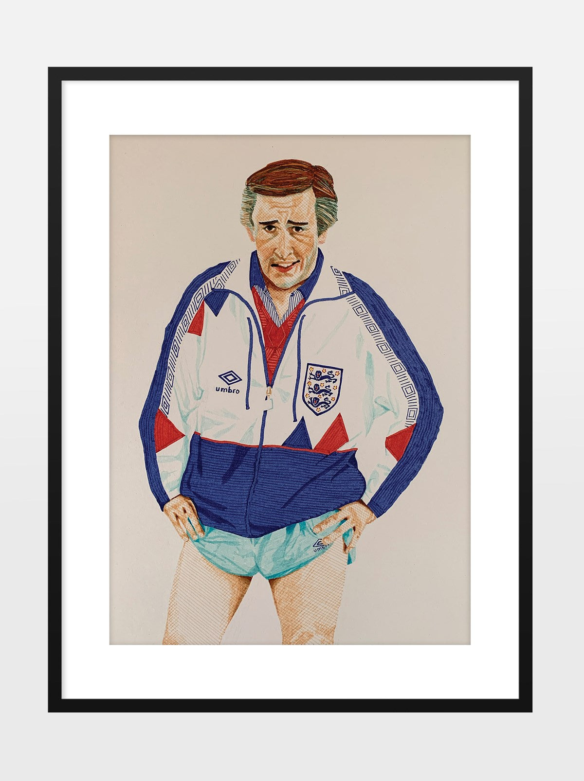 Shop 1990 ALAN FOR ENGLAND A3 PRINT, classic football shirts, vintage football shirts & retro soccer jerseys at Cult Kits