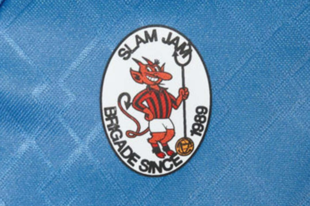 Milan's iconic 90s blue jersey reimagined by streetwear brand Slam Jam - Cult Kits