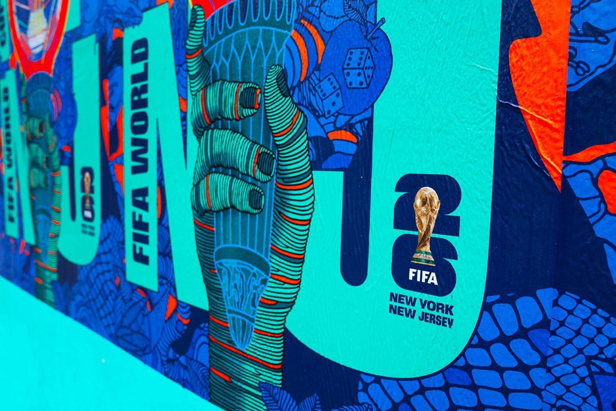 2026 World Cup poster New York/New Jersey close up | Buy Vintage Football Shirts, Retro Football Shirts, Classic Football Shirts & Soccer Jerseys at Cult Kits.