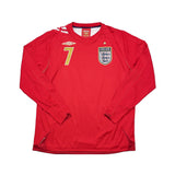 2006/08 England Beckham #7 L/S Away Shirt (L) Umbro