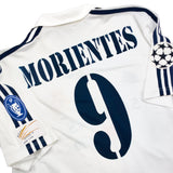 2002/03 REAL MADRID MORIENTES #9 *MATCH PREPARED VS MANCHESTER UNITED* C/L CENTENARY HOME SHIRT (L) ADIDAS