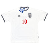 1999/01 ENGLAND OWEN #10 *BNWT* SIGNED HOME SHIRT (XXL) UMBRO