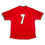 2001 MANCHESTER UNITED CANTONA #7 *MATCH WORN + SIGNED *RYAN GIGGS TESTIMONIAL* HOME SHIRT (XL) UMBRO