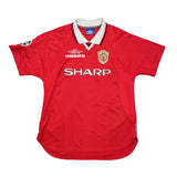 1999/00 MANCHESTER UNITED BECKHAM #7 'C/L WINNERS' HOME SHIRT (L) UMBRO