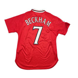1999/00 MANCHESTER UNITED BECKHAM #7 'C/L WINNERS' HOME SHIRT (L) UMBRO
