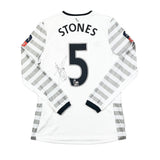 2015/16 EVERTON STONES #5 *MATCH ISSUE + SIGNED* L/S CUP AWAY SHIRT (M) UMBRO