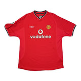 2000/02 MANCHESTER UNITED BECKHAM #7 C/L HOME SHIRT (L) UMBRO